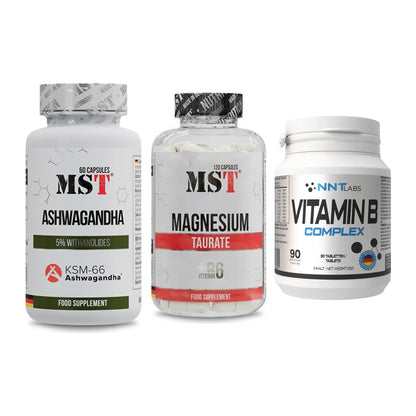 Stress & Balance: MST Ashwagandha + MST Magnesium + NNT Vitamin B – alle enthaltenen Artikel