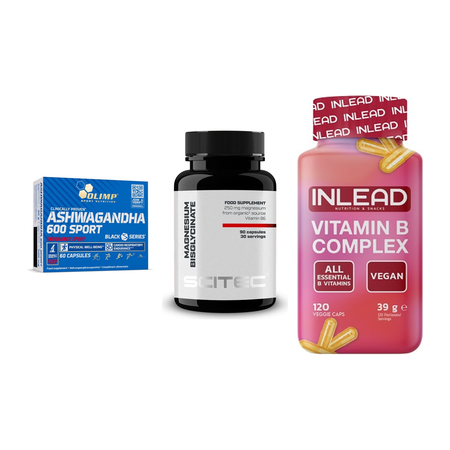 Stress & Balance: Olimp Ashwagand + Scitec Magnesiu + INLEAD Vitamin – alle enthaltenen Artikel