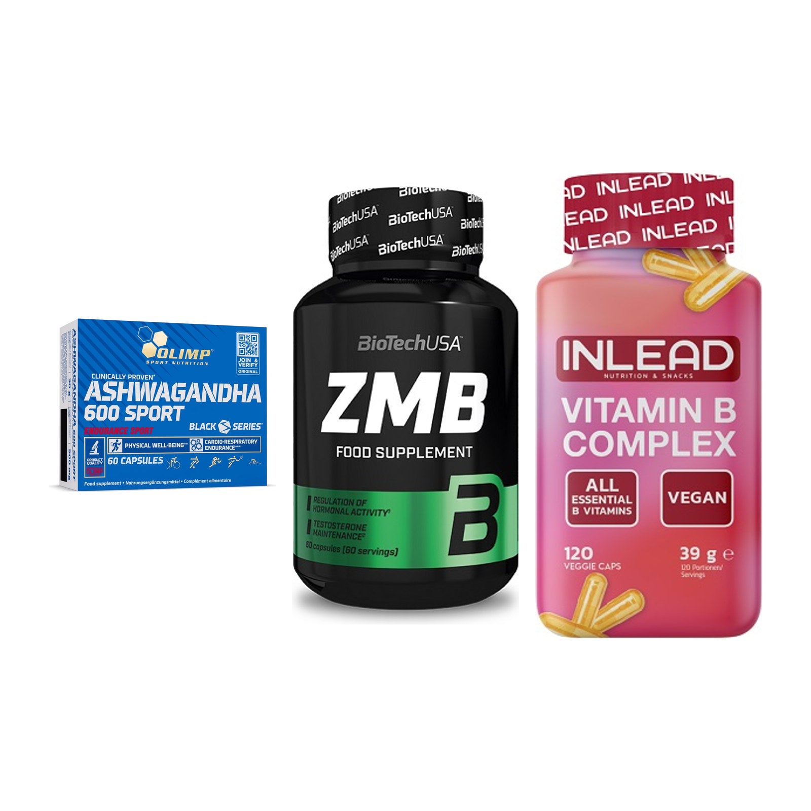 Stress & Balance: Olimp Ashwagand + BioTech ZMB + INLEAD Vitamin – alle enthaltenen Artikel
