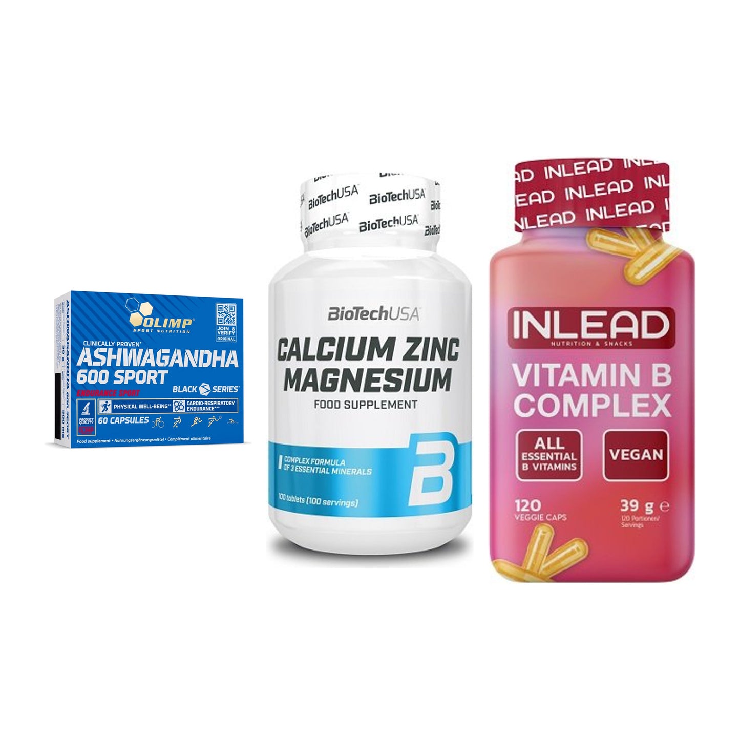Stress & Balance: Olimp Ashwagand + BioTech Calcium + INLEAD Vitamin – alle enthaltenen Artikel