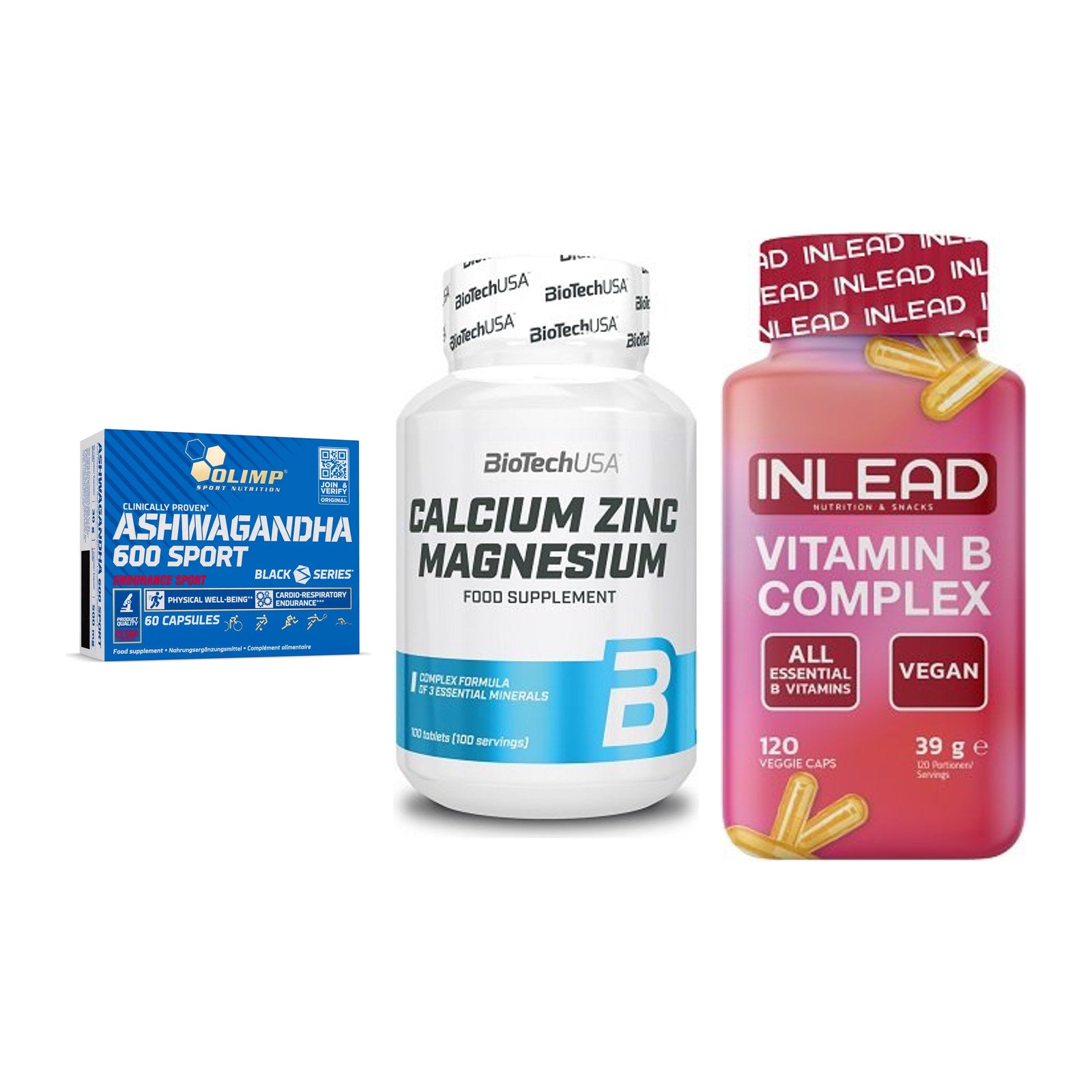 Stress & Balance: Olimp Ashwagand + BioTech Calcium + INLEAD Vitamin – alle enthaltenen Artikel