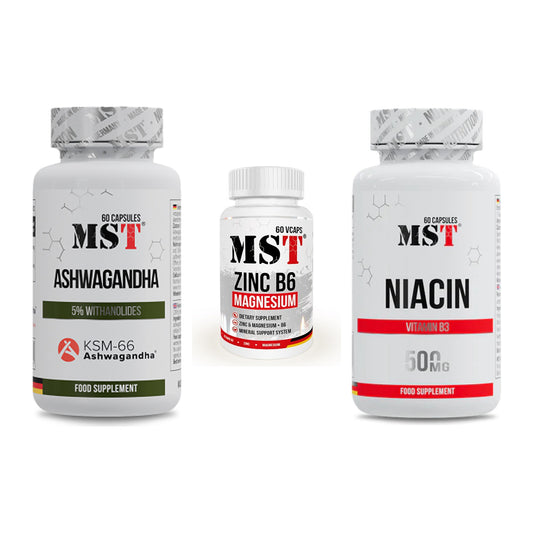 Stress & Balance: MST Ashwagandha + MST Zinc + MST Niacin – alle enthaltenen Artikel