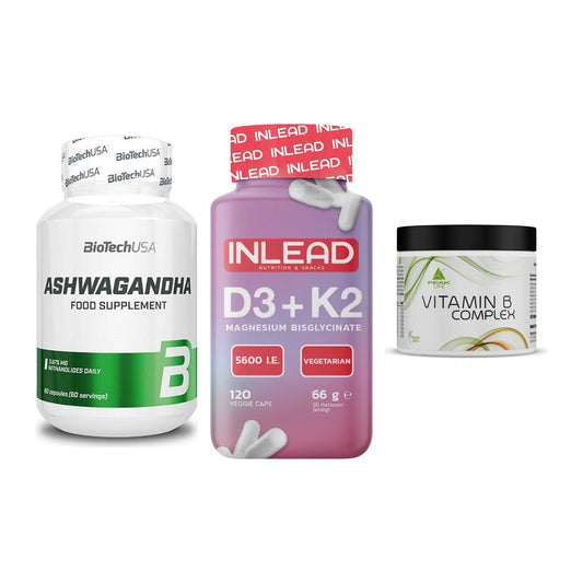 Stress & Balance: BioTech Ashwaga + INLEAD Vitamin + Peak Vitamin B – alle enthaltenen Artikel