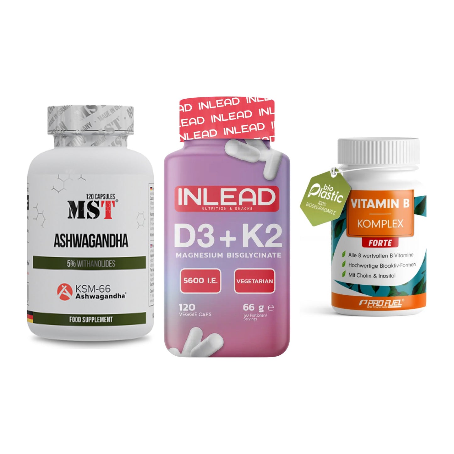 Stress & Balance: MST Ashwagandha + INLEAD Vitamin + ProFuel Vitamin – alle enthaltenen Artikel