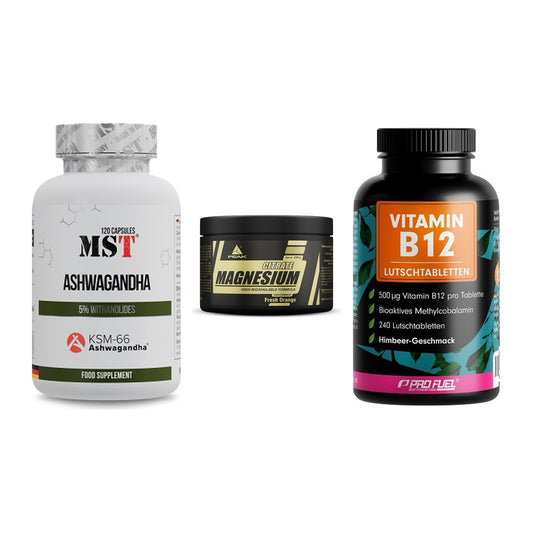 Stress & Balance: MST Ashwagandha + Peak Magnesium + ProFuel Vitamin – alle enthaltenen Artikel