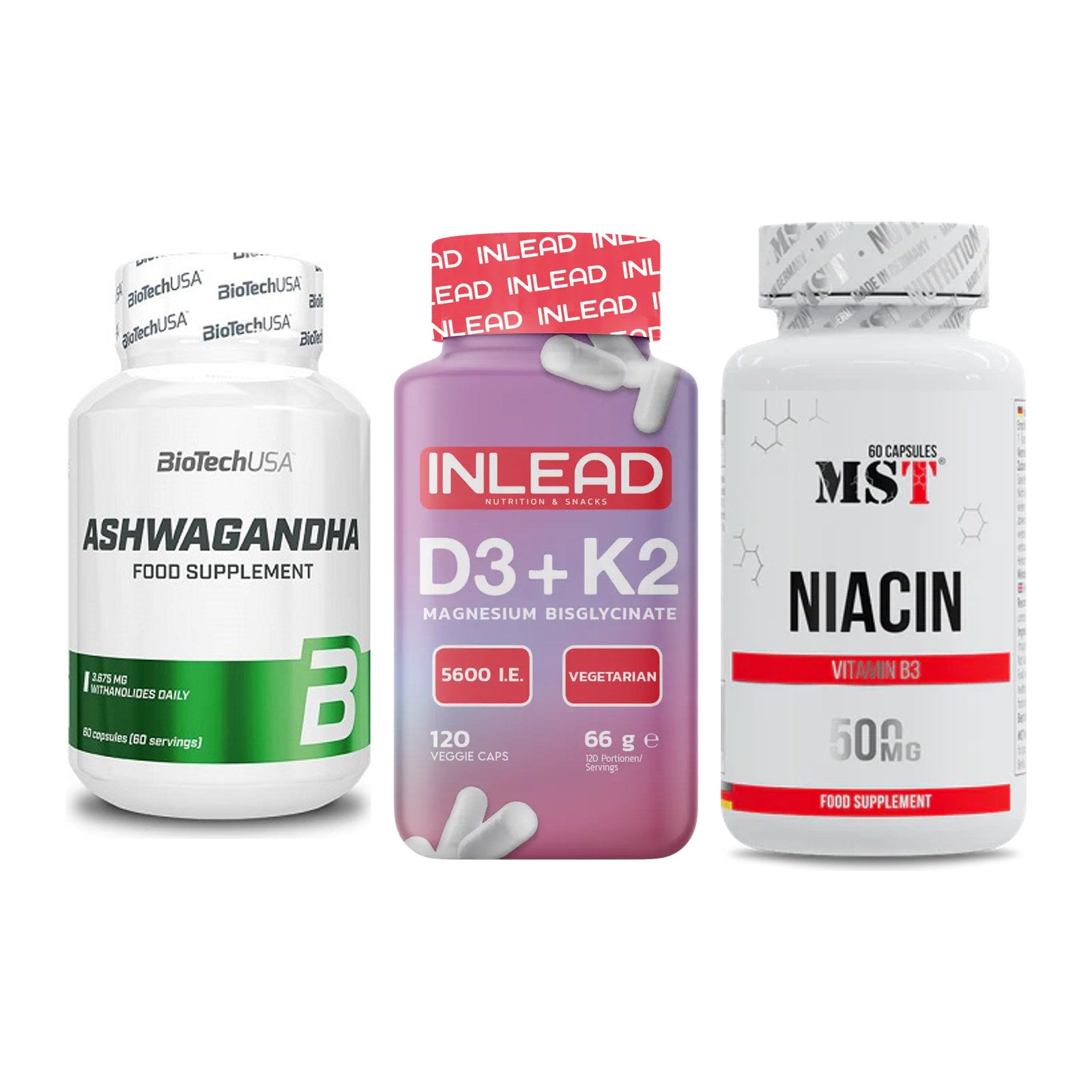 Stress & Balance: BioTech Ashwaga + INLEAD Vitamin + MST Niacin – alle enthaltenen Artikel