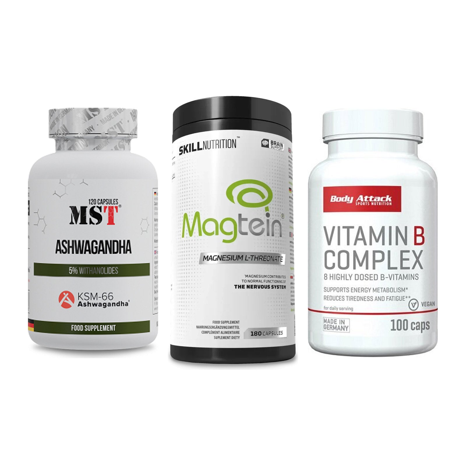 Stress & Balance: MST Ashwagandha + Skill Nutrition + Body Attack – alle enthaltenen Artikel