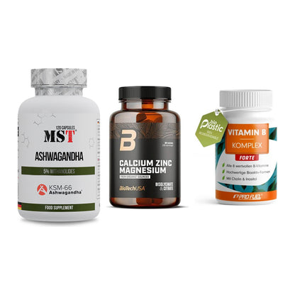 Stress & Balance: MST Ashwagandha + BioTech Calcium + ProFuel Vitamin – alle enthaltenen Artikel