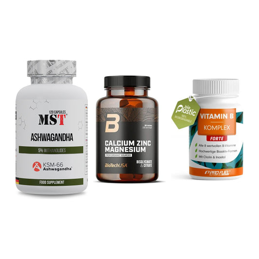 Stress & Balance: MST Ashwagandha + BioTech Calcium + ProFuel Vitamin – alle enthaltenen Artikel