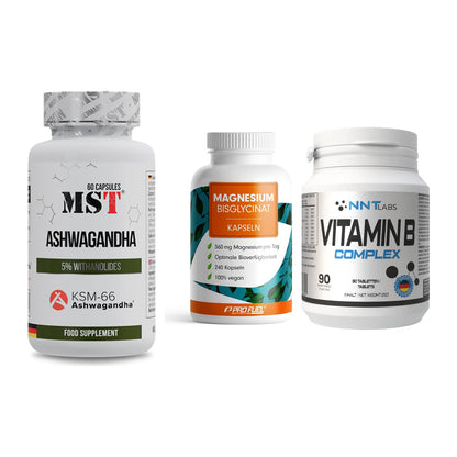 Stress & Balance: MST Ashwagandha + ProFuel Magnesi + NNT Vitamin B – alle enthaltenen Artikel