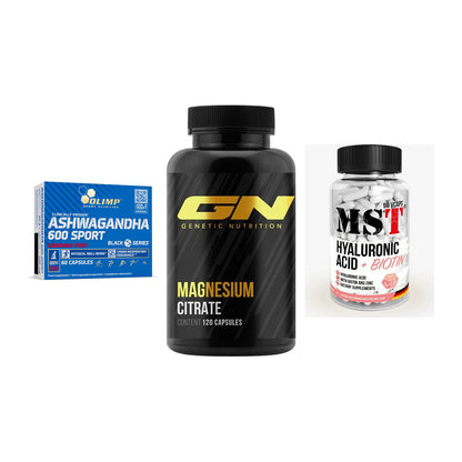 Stress & Balance: Olimp Ashwagand + GN Magnesium + MST Hyaluronic – alle enthaltenen Artikel