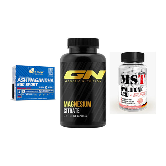Stress & Balance: Olimp Ashwagand + GN Magnesium + MST Hyaluronic – alle enthaltenen Artikel