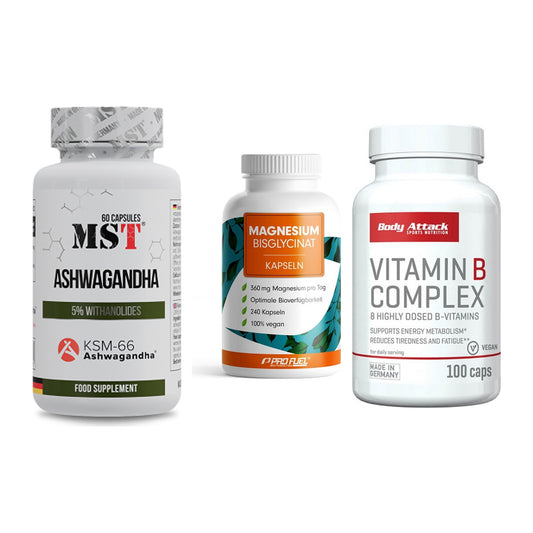 Stress & Balance: MST Ashwagandha + ProFuel Magnesi + Body Attack – alle enthaltenen Artikel