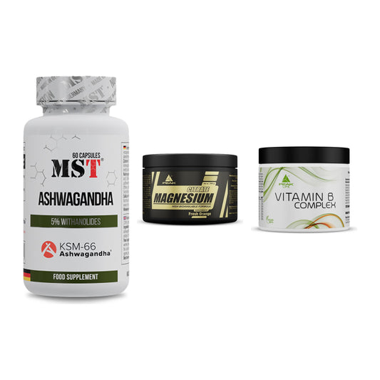 Stress & Balance: MST Ashwagandha + Peak Magnesium + Peak Vitamin B – alle enthaltenen Artikel