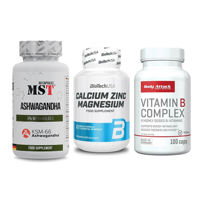 Stress & Balance: MST Ashwagandha + BioTech Calcium + Body Attack – alle enthaltenen Artikel