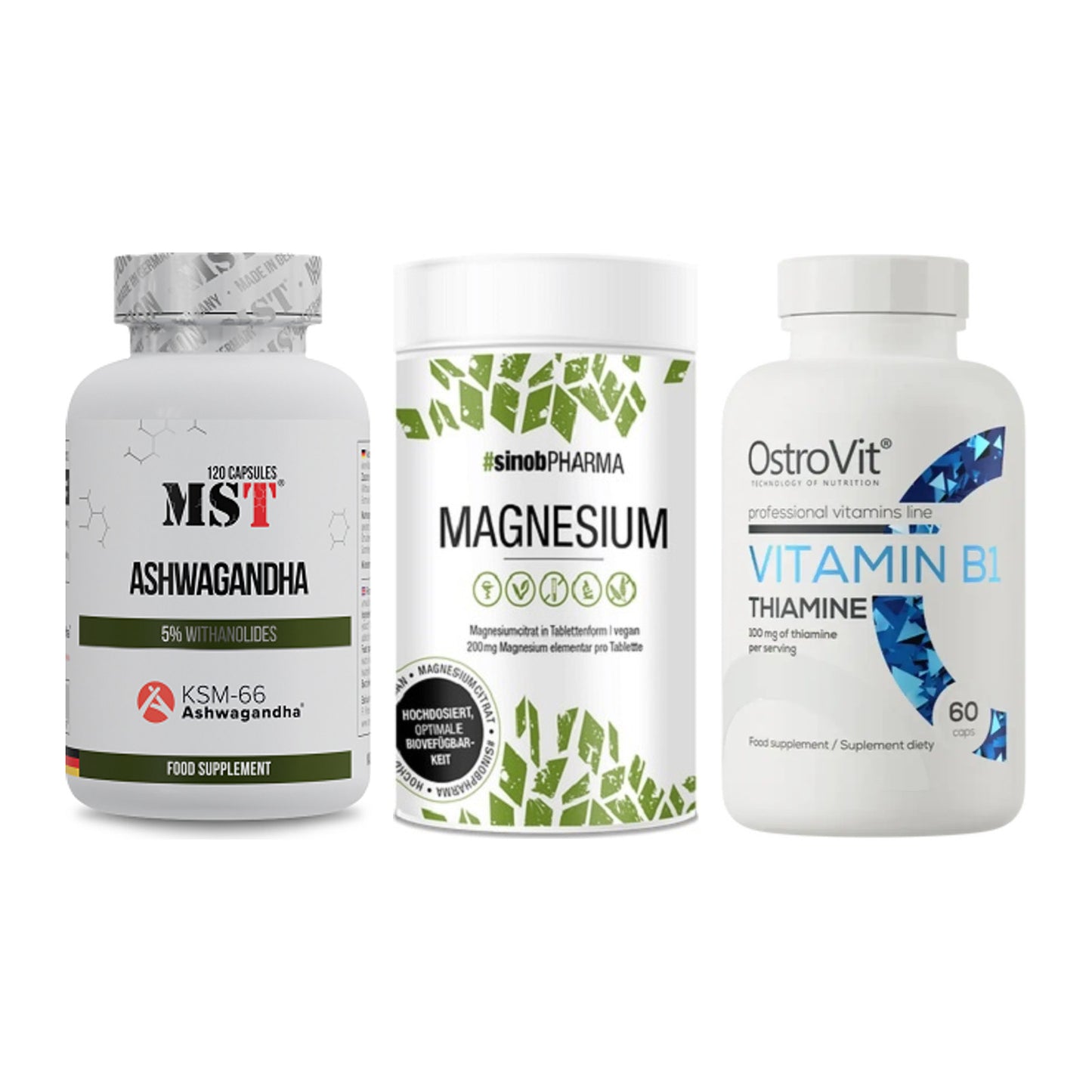 Stress & Balance: MST Ashwagandha + Sinob Magnesium + Ostrovit – alle enthaltenen Artikel