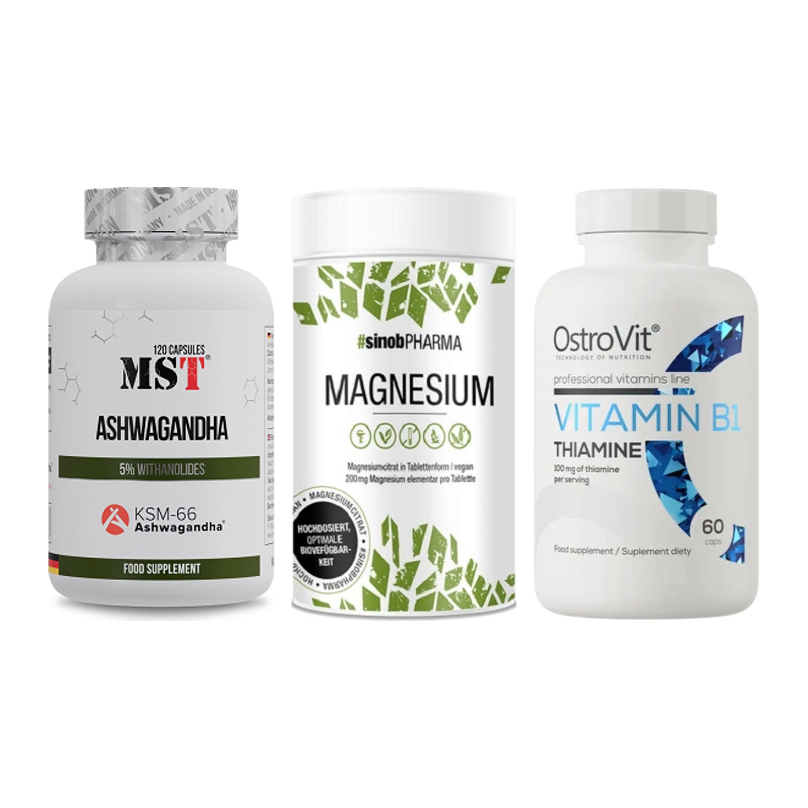 Stress & Balance: MST Ashwagandha + Sinob Magnesium + Ostrovit – alle enthaltenen Artikel