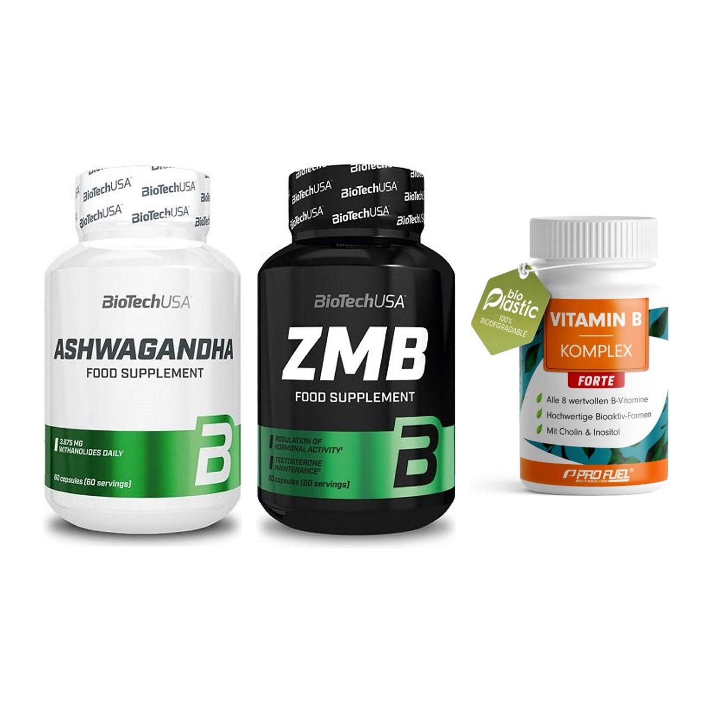 Stress & Balance: BioTech Ashwaga + BioTech ZMB + ProFuel Vitamin – alle enthaltenen Artikel