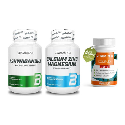 Stress & Balance: BioTech Ashwaga + BioTech Calcium + ProFuel Vitamin – alle enthaltenen Artikel