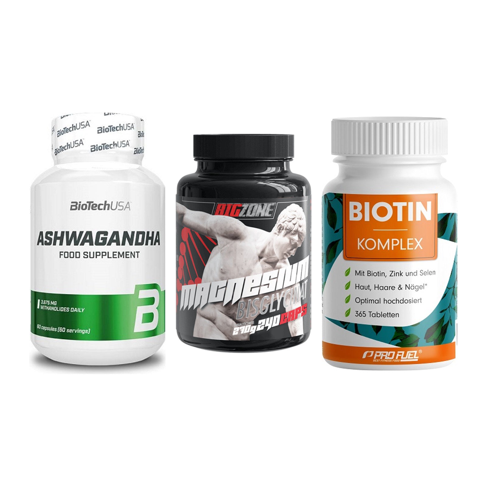 Stress & Balance: BioTech Ashwaga + Big Zone + ProFuel BIOTIN – alle enthaltenen Artikel
