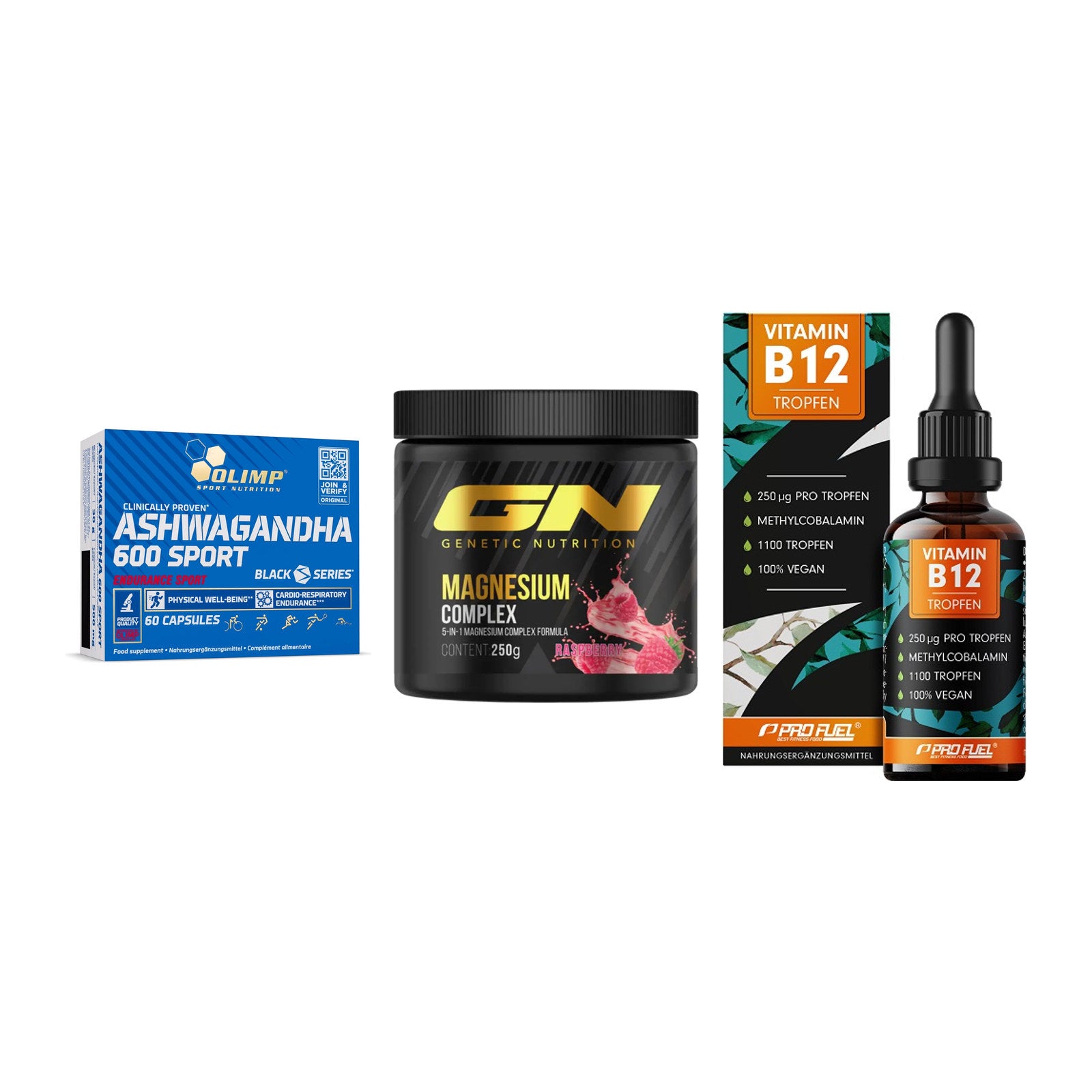 Stress & Balance: Olimp Ashwagand + GN Magnesium + ProFuel Vitamin – alle enthaltenen Artikel