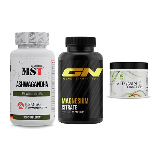 Stress & Balance: MST Ashwagandha + GN Magnesium + Peak Vitamin B – alle enthaltenen Artikel