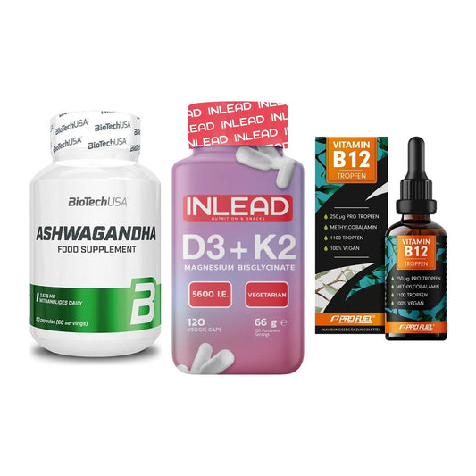 Stress & Balance: BioTech Ashwaga + INLEAD Vitamin + ProFuel Vitamin – alle enthaltenen Artikel
