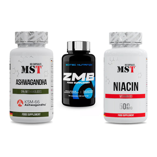 Stress & Balance: MST Ashwagandha KSM-66 + Scitec ZMB + MST Niacin – alle enthaltenen Artikel