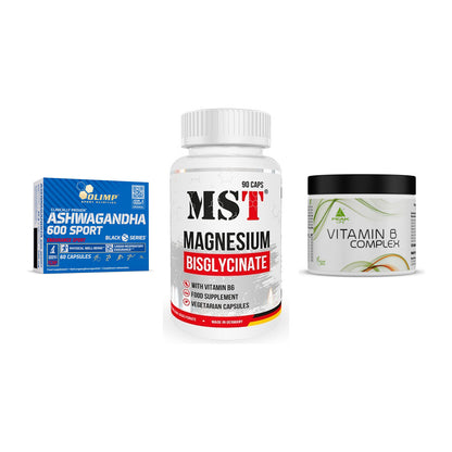 Stress & Balance: Olimp Ashwagand + MST Magnesium + Peak Vitamin B – alle enthaltenen Artikel