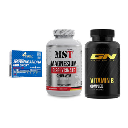 Stress & Balance: Olimp Ashwagand + MST Magnesium + GN Vitamin – alle enthaltenen Artikel