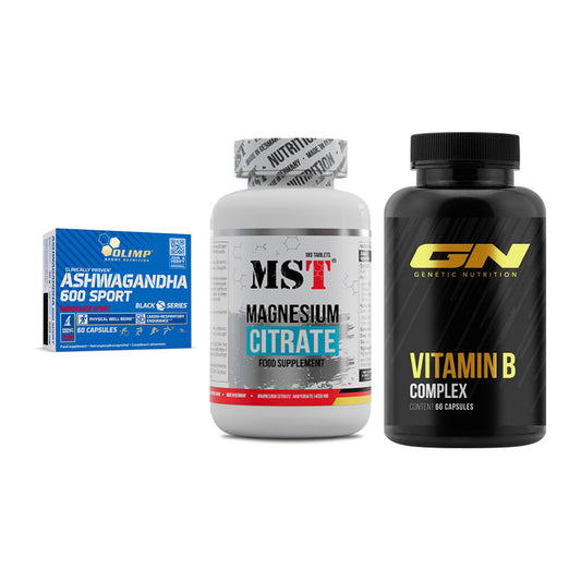Stress & Balance: Olimp Ashwagand + MST Magnesium + GN Vitamin – alle enthaltenen Artikel