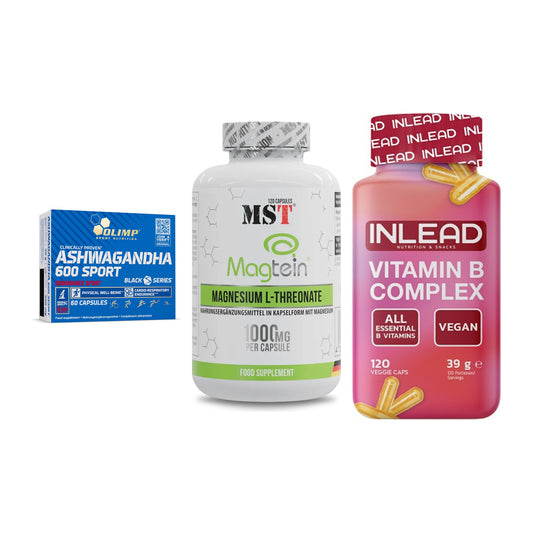Stress & Balance: Olimp Ashwagand + MST Magnesium + INLEAD Vitamin – alle enthaltenen Artikel