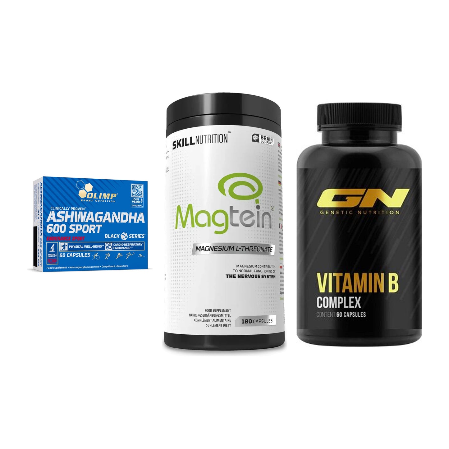 Stress & Balance: Olimp Ashwagand + Skill Nutrition + GN Vitamin – alle enthaltenen Artikel