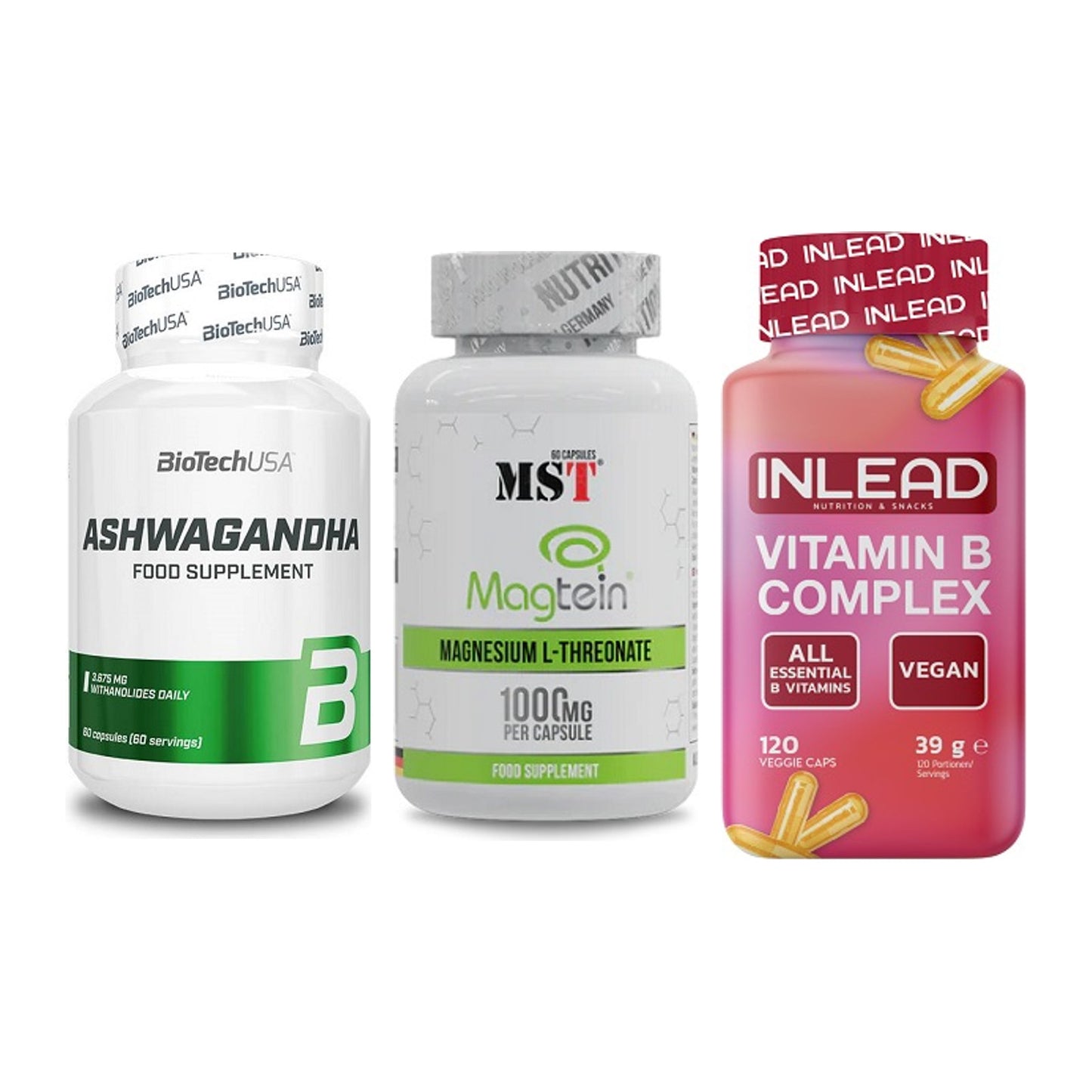 Stress & Balance: BioTech Ashwaga + MST Magnesium + INLEAD Vitamin – alle enthaltenen Artikel