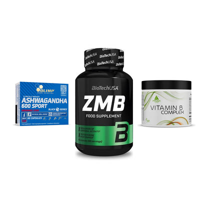 Stress & Balance: Olimp Ashwagand + BioTech ZMB + Peak Vitamin B – alle enthaltenen Artikel