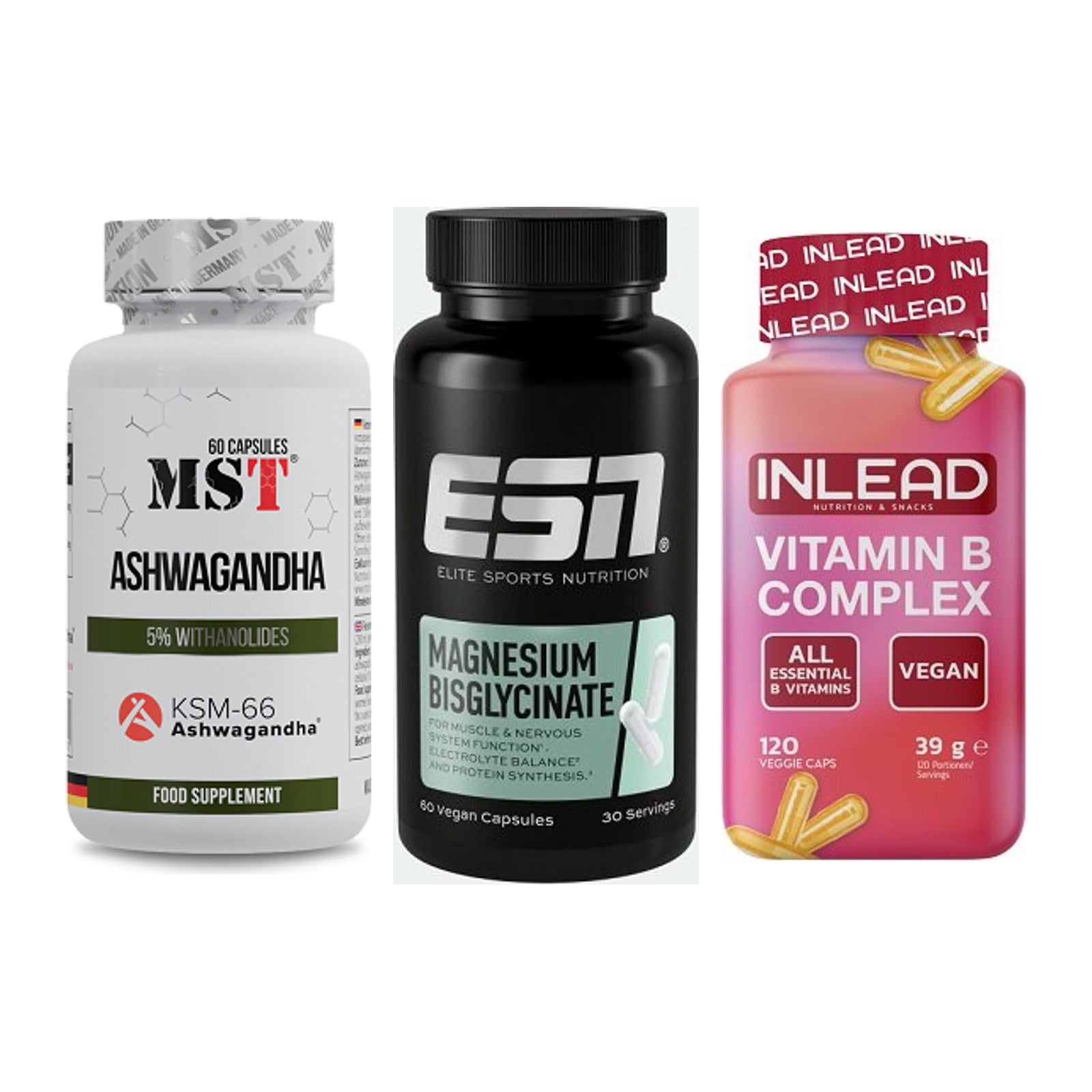 Stress & Balance: MST Ashwagandha + ESN Magnesium + INLEAD Vitamin – alle enthaltenen Artikel