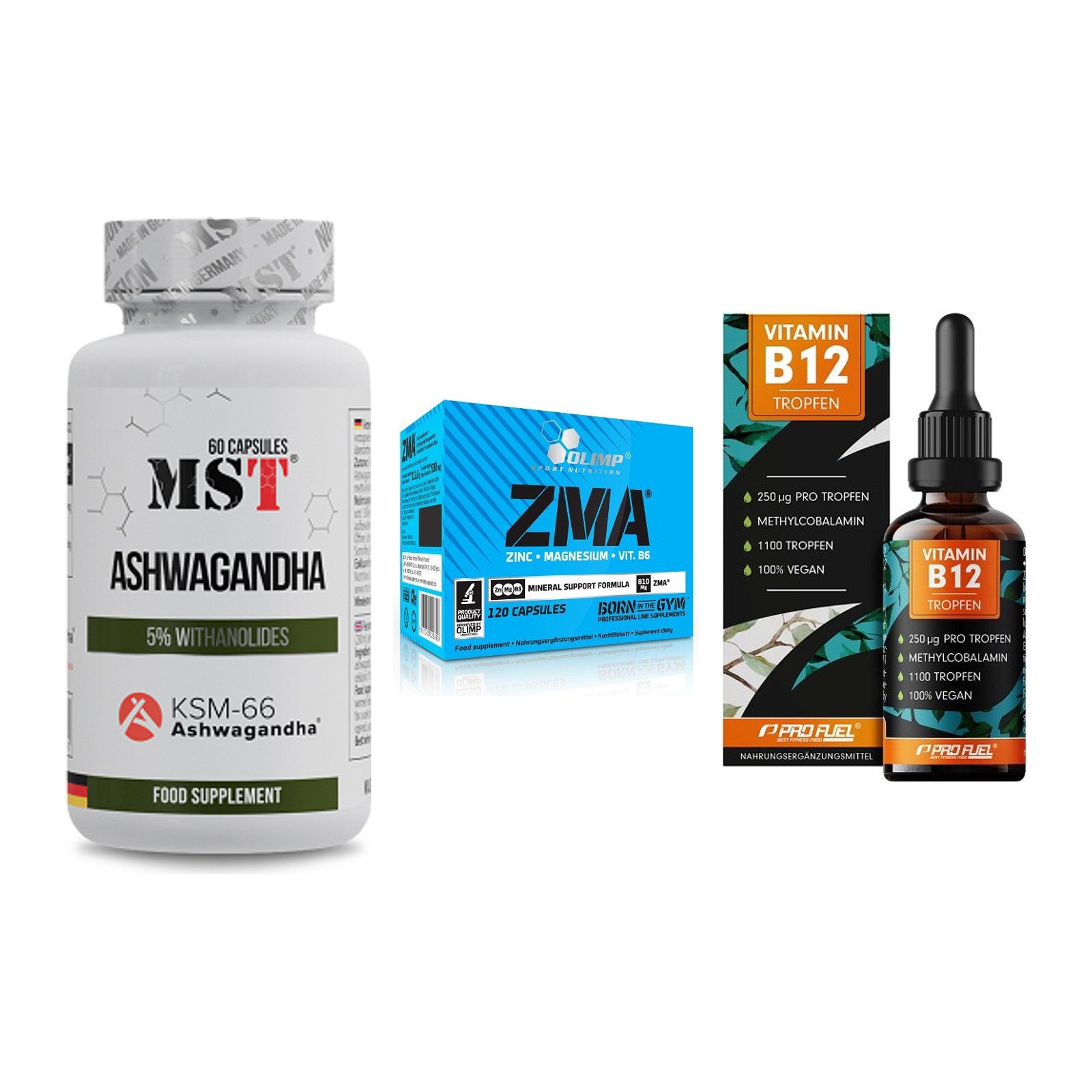 Stress & Balance: MST Ashwagandha + Olimp ZMA + ProFuel Vitamin – alle enthaltenen Artikel
