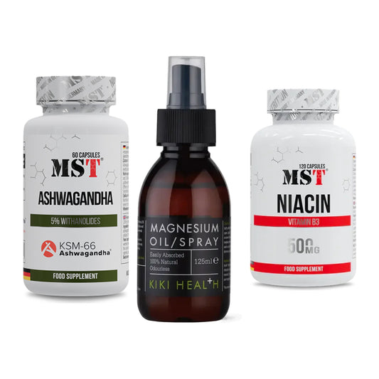 Stress & Balance: MST Ashwagandha + KIKI Health + MST Niacin – alle enthaltenen Artikel