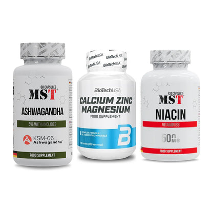 Stress & Balance: MST Ashwagandha + BioTech Calcium + MST Niacin – alle enthaltenen Artikel