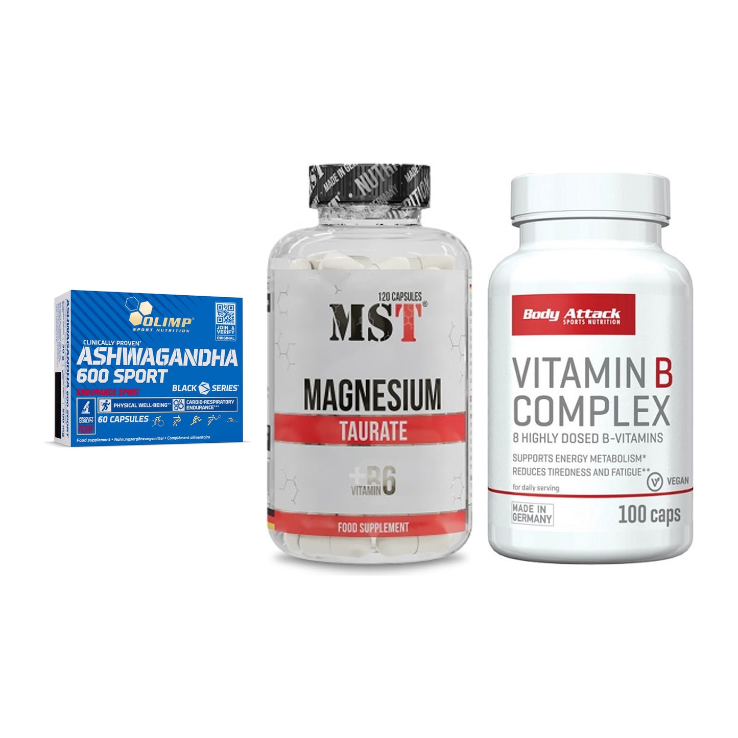 Stress & Balance: Olimp Ashwagand + MST Magnesium + Body Attack – alle enthaltenen Artikel
