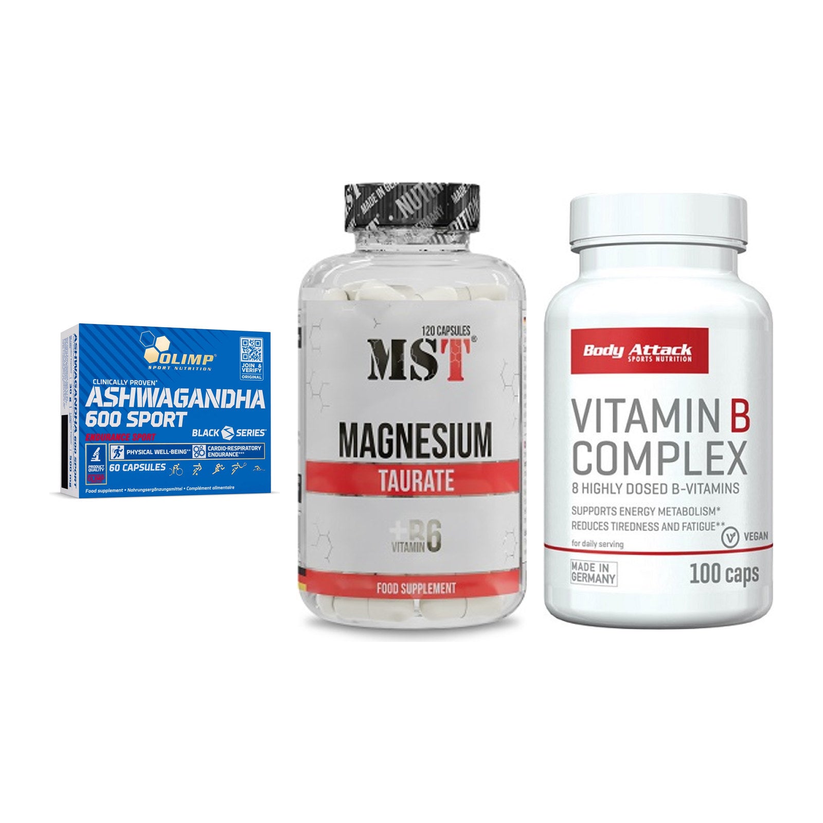 Stress & Balance: Olimp Ashwagand + MST Magnesium + Body Attack – alle enthaltenen Artikel