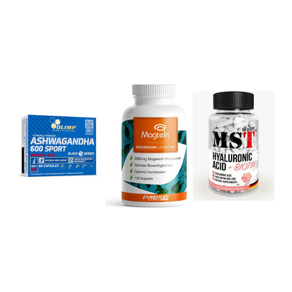 Stress & Balance: Olimp Ashwagand + ProFuel Magnesi + MST Hyaluronic – alle enthaltenen Artikel