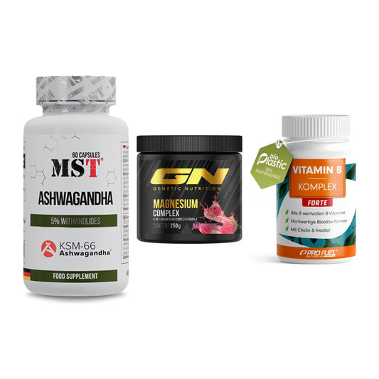 Stress & Balance: MST Ashwagandha + GN Magnesium + ProFuel Vitamin – alle enthaltenen Artikel