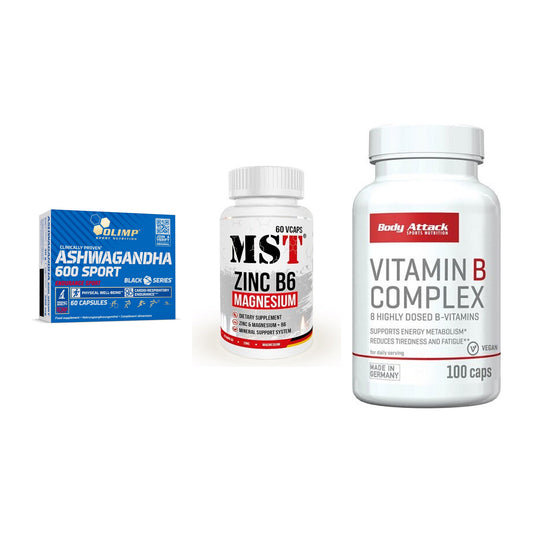 Stress & Balance: Olimp Ashwagand + MST Zinc + Body Attack – alle enthaltenen Artikel