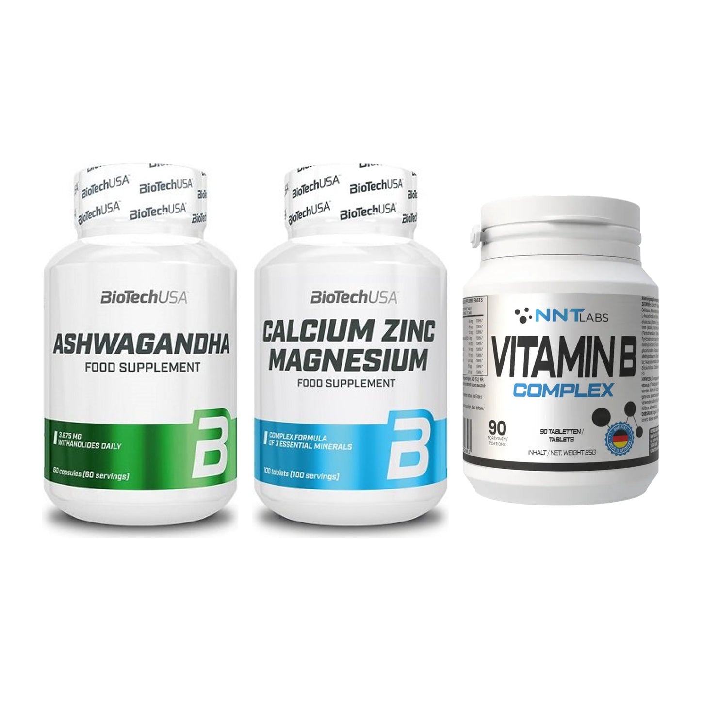 Stress & Balance: BioTech Ashwaga + BioTech Calcium + NNT Vitamin B – alle enthaltenen Artikel