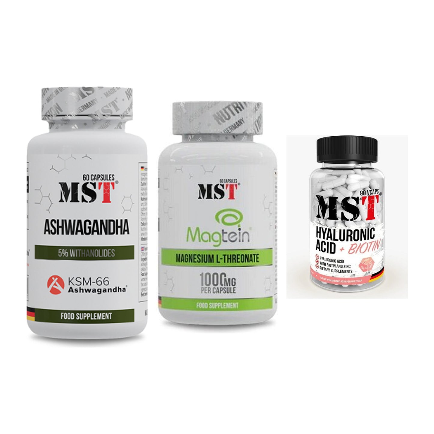 Stress & Balance: MST Ashwagandha + MST Magnesium + MST Hyaluronic – alle enthaltenen Artikel