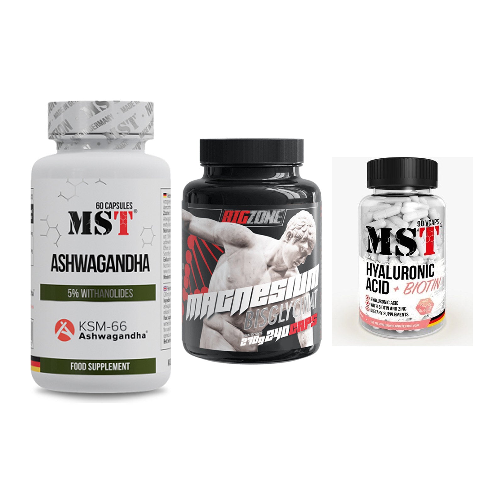 Stress & Balance: MST Ashwagandha + Big Zone + MST Hyaluronic – alle enthaltenen Artikel