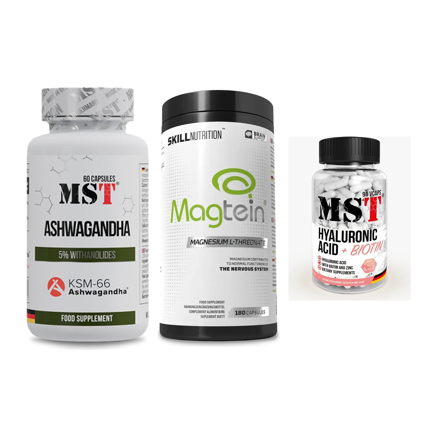 Stress & Balance: MST Ashwagandha + Skill Nutrition + MST Hyaluronic – alle enthaltenen Artikel