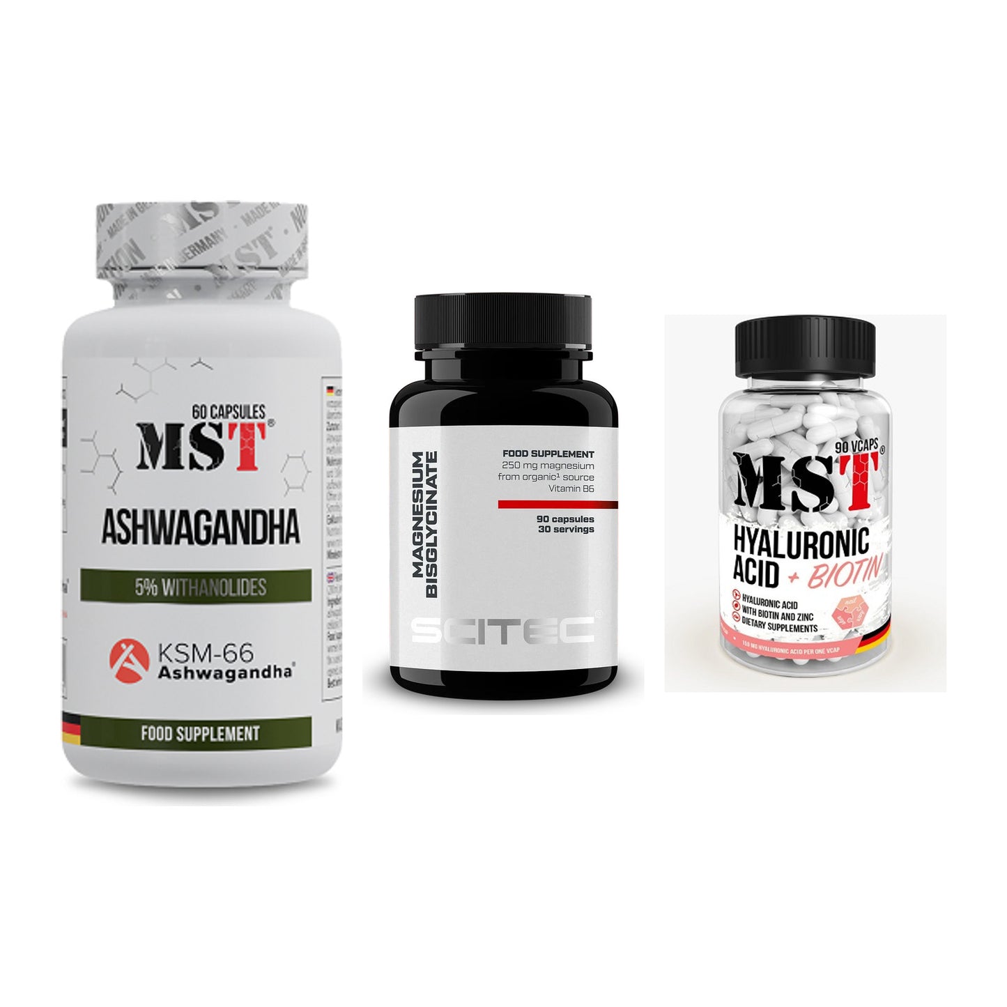 Stress & Balance: MST Ashwagandha + Scitec Magnesiu + MST Hyaluronic – alle enthaltenen Artikel