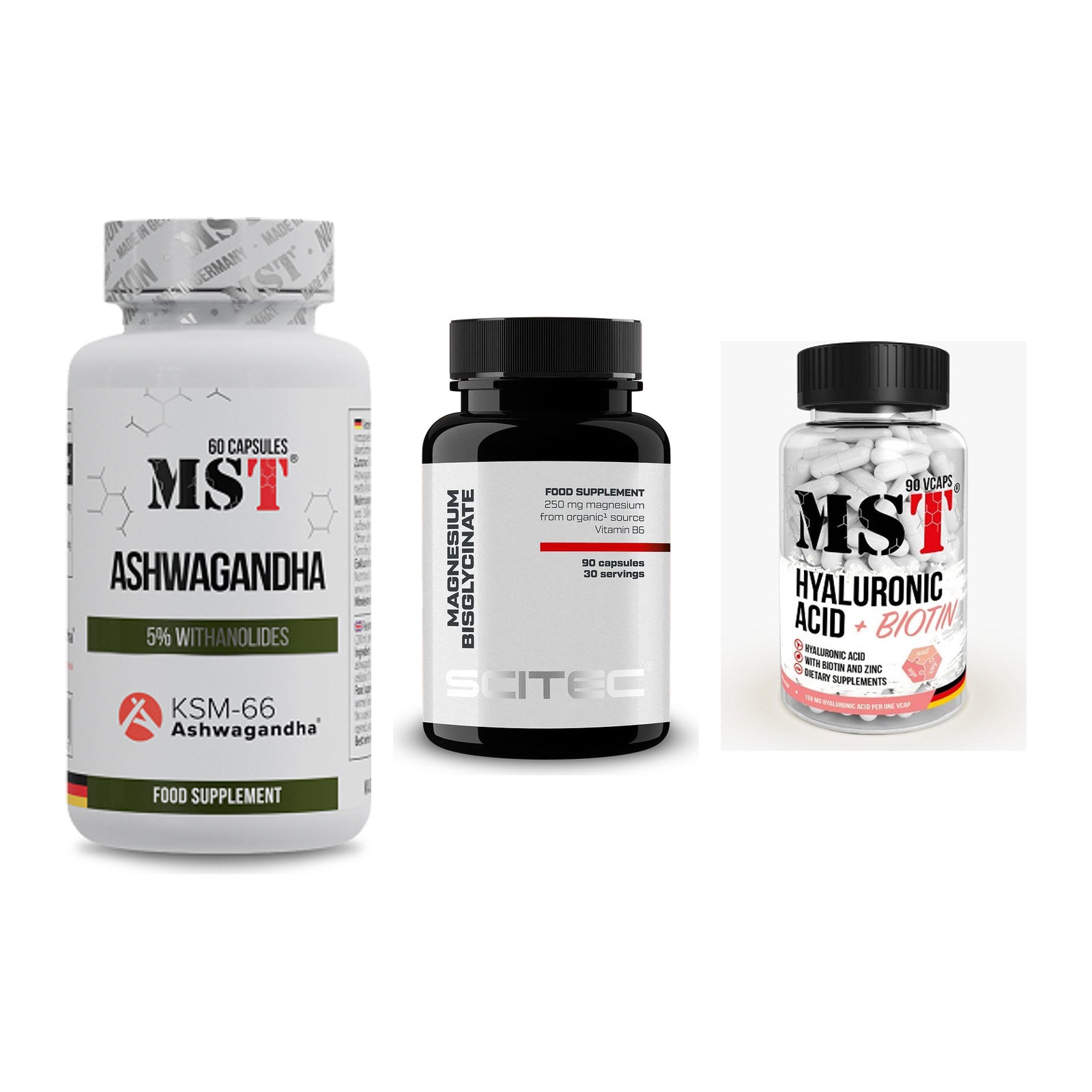 Stress & Balance: MST Ashwagandha + Scitec Magnesiu + MST Hyaluronic – alle enthaltenen Artikel